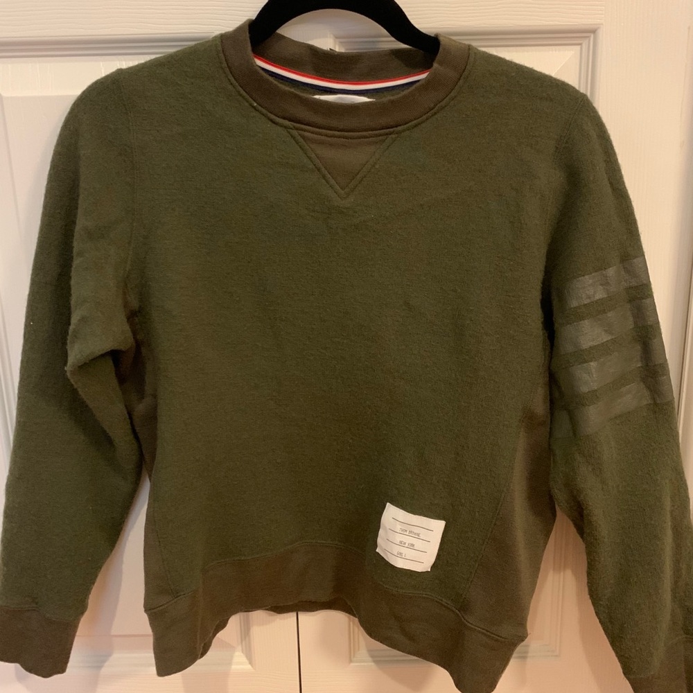 Thom Browne Four Bar Sweater | Green | Size 1